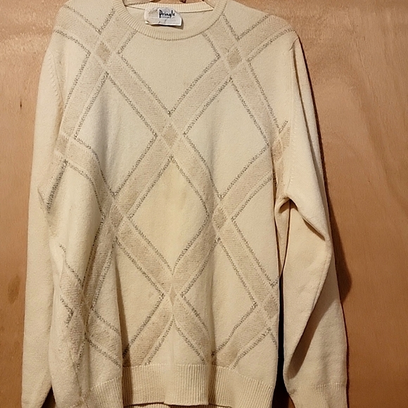 Vintage Pringle of Scotland Cashmere Geometric Argyle Sweater Large XL 42 107